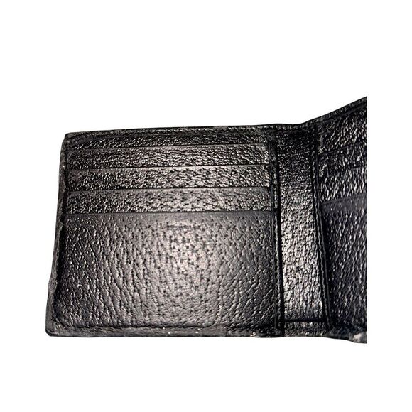 GG Marmont Men’s Black Pebble Leather Bi-fold Card Case Wallet Gold GG 428726 - Picture 4 of 13